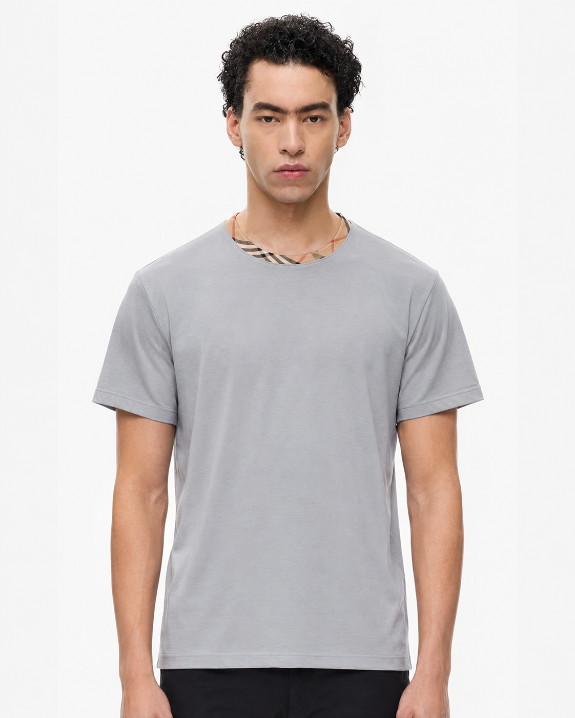 BBR Check Trim Cotton T-Shirt - Pale Blue