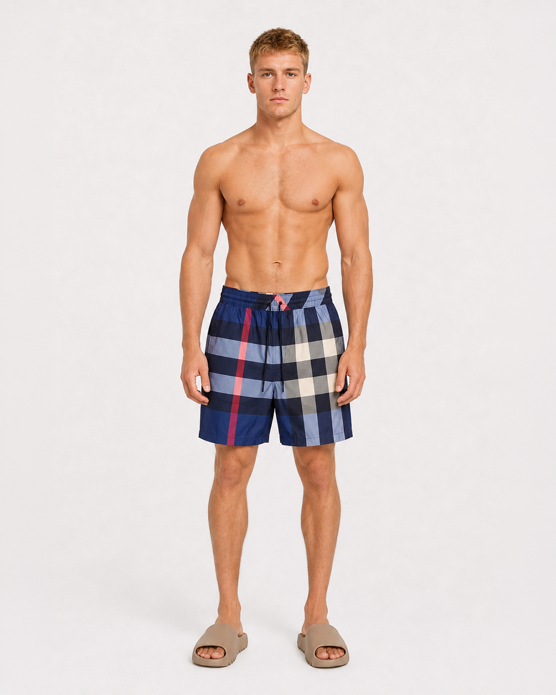 BBR Check Swim Shorts - Carbon Blue