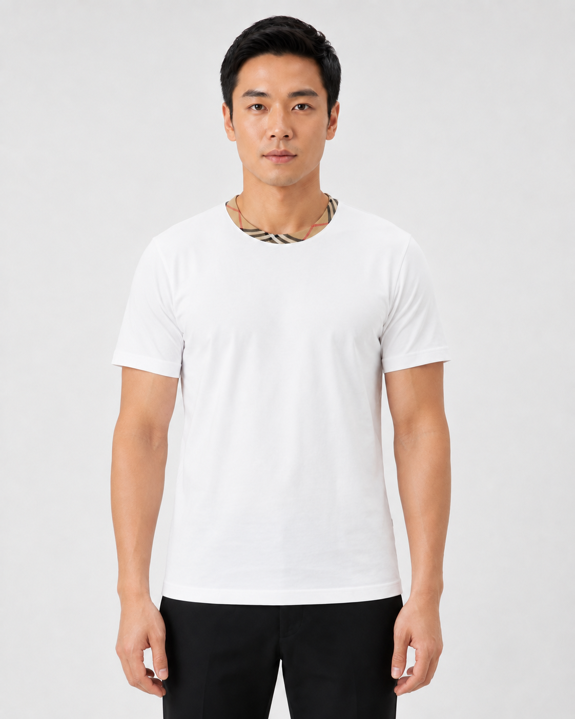 BBR Check Trim Cotton T-Shirt - Chalk