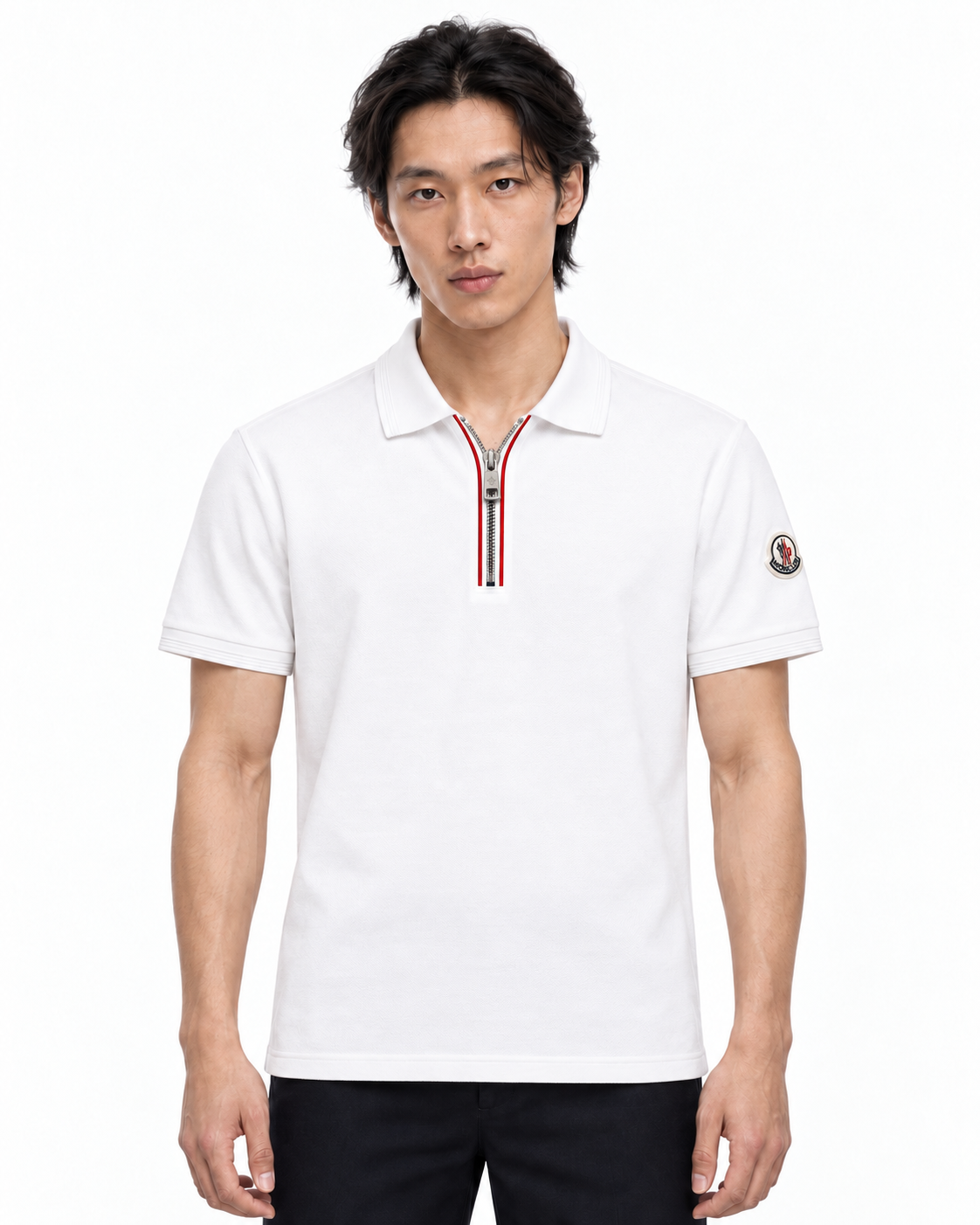 MNCLR Half-Zip Piqué Cotton Shirt - White